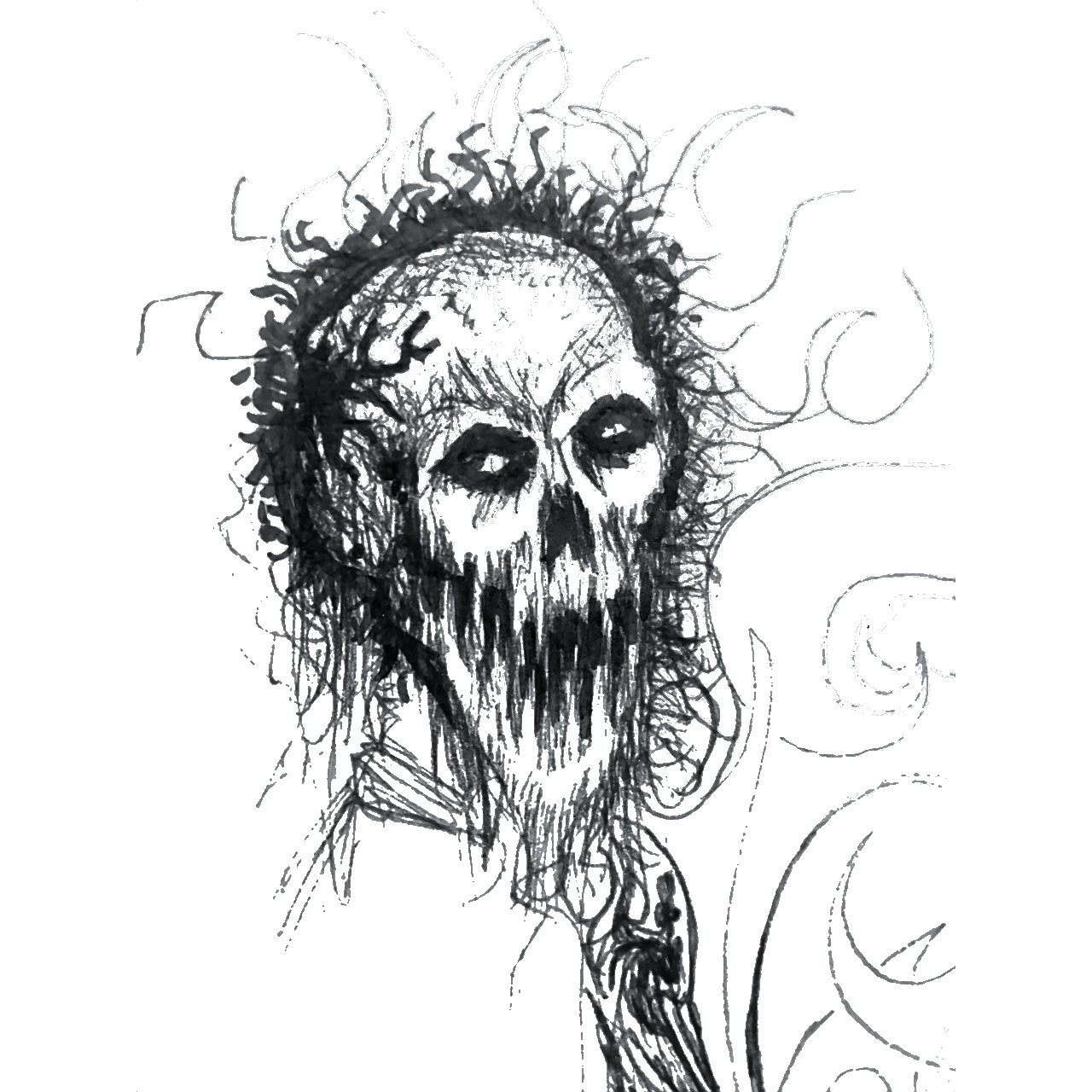 Original hand-drawn haunting creature artwork